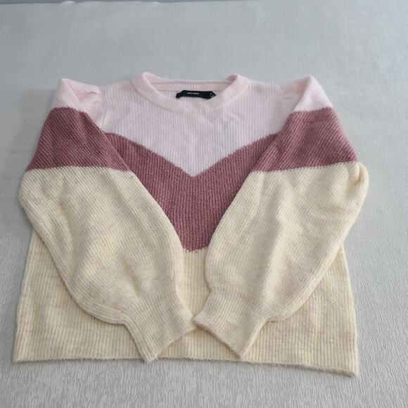 Vero Moda Colorblock amazingly soft sweater size Large Cozycore Office Pink - Picture 3 of 8